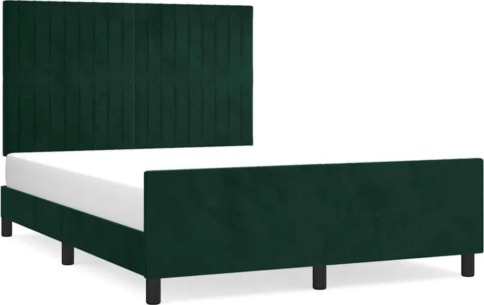 vidaXL sötétzöld bársony ágykeret matrac nélkül 140 x 200 cm