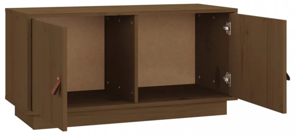 mézbarna tömör fenyőfa TV-szekrény 80x34x40 cm