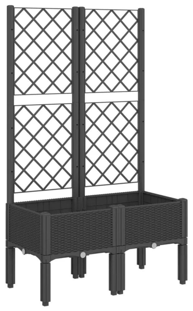 vidaXL fekete polipropilén rácsos kerti ültetőláda 80 x 40 x 142 cm