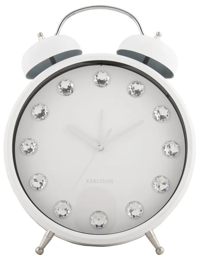 Karlsson 6019WH dizájner asztali óra/ébresztőóra fehér, átmérő: 30 cm