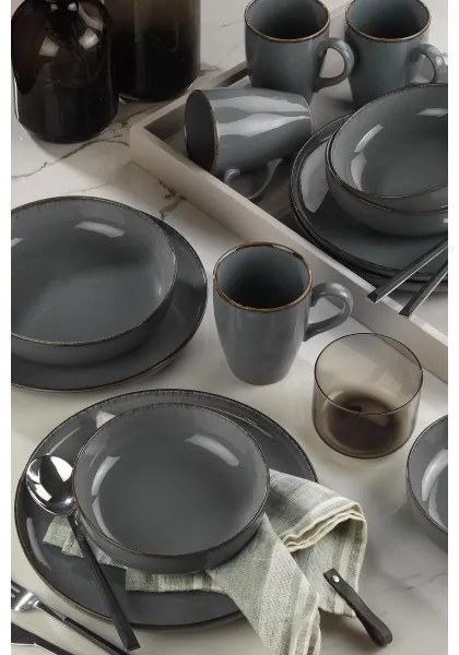 16 darabos szürke/porcelán étkészlet