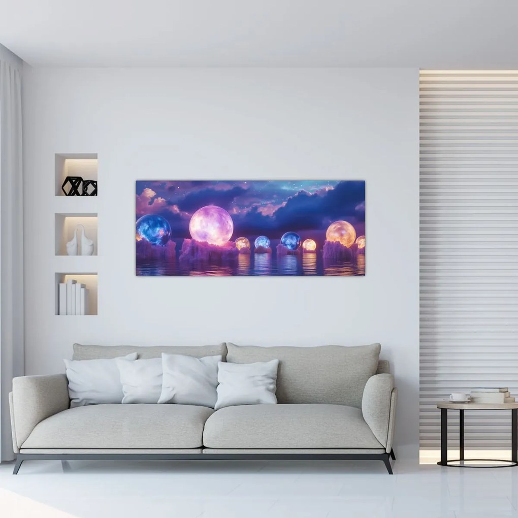 Kép - Bolygók a vízen (120x50 cm)