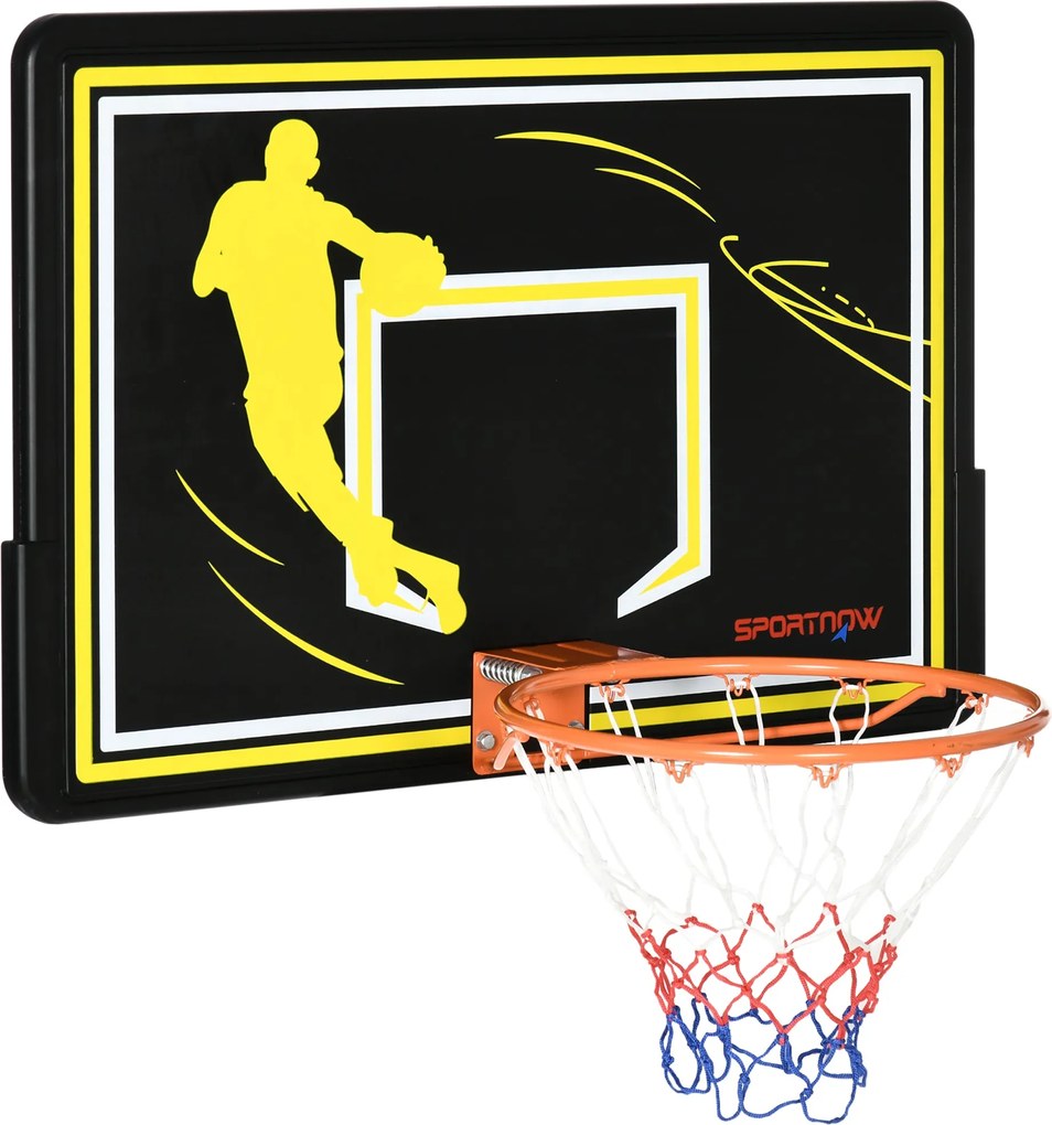 SPORTNOW Fali Kosárlabda Gyűrű, Kültéri Kosárlabda Gyűrű, Törhetetlen Hátsó Lemez, Szakadásálló Háló, Acél Szerkezet, Szerelési Tartozékokkal, Beltéri
