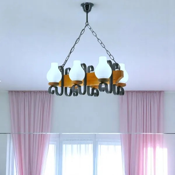 Brilagi - Csillár láncon QUEEN 6xE14/40W/230V bükkfa/dió