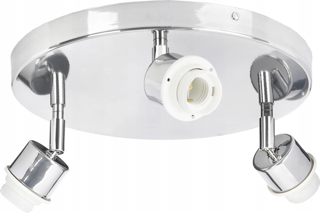 Alap Mennyezeti Lámpa Plafon Állítható Króm Fém 3X E27 Lámpabúra