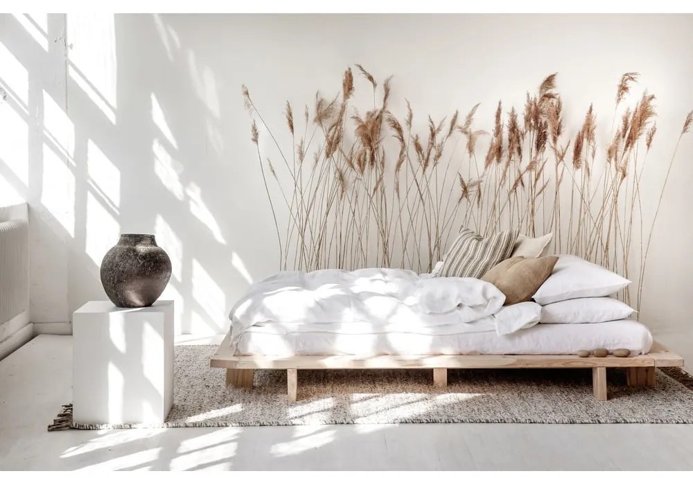 Borovi fenyő franciaágy ágyráccsal 180x200 cm Japan – Karup Design