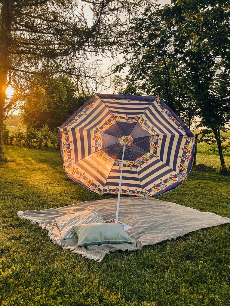 Fehér-kék napernyő LUMINA 180 cm