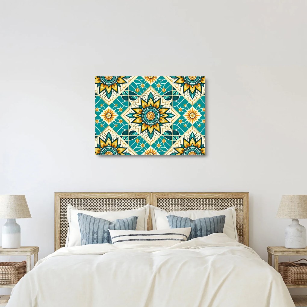 Üveg kép - Türkiz minta (70x50 cm)