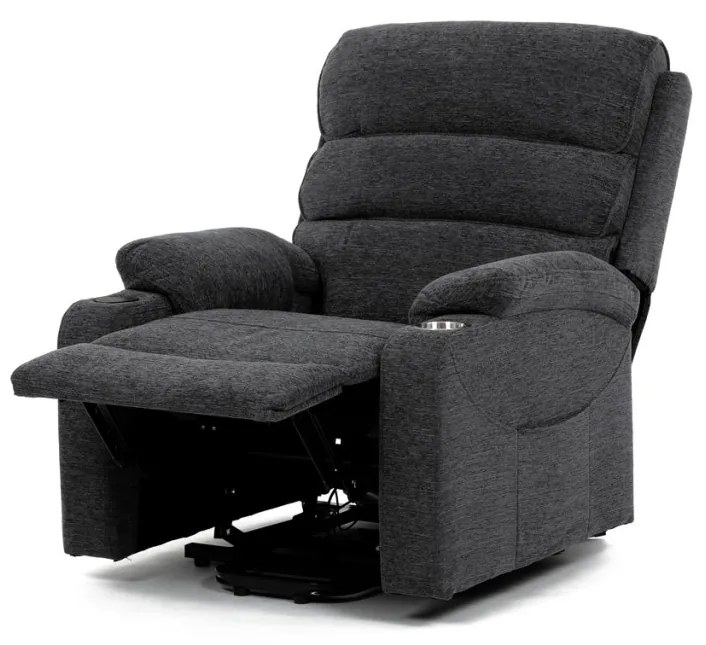 Fotoliu de relaxare electric și TV, 1 motor, tapițerie gri, încărcare wireless pentru telefoane mobile