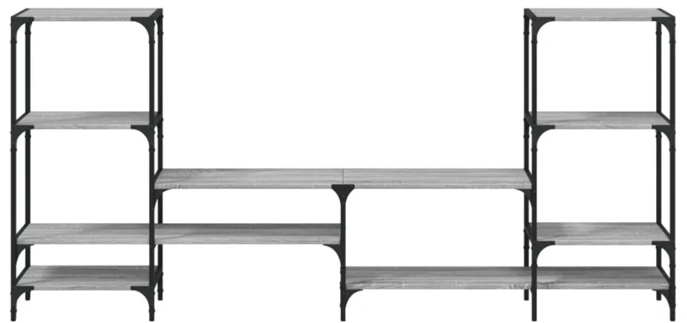 szürke sonoma színű szerelt fa TV-szekrény 206,5x28,5x95 cm