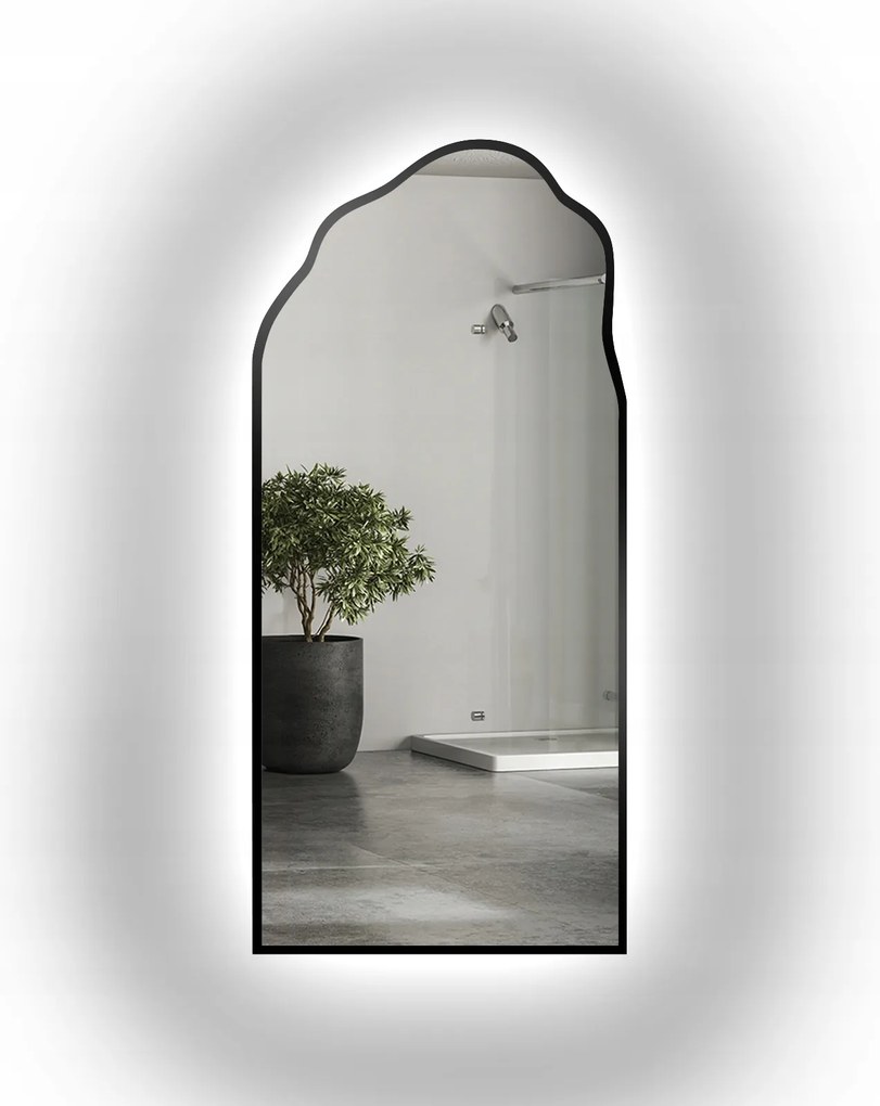 Szabálytalan tükör fekete keretben, Led háttérvilágítással Auro I 100x172