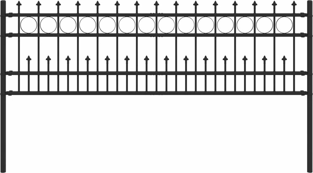 vidaXL Tüskés gyűrűs kerítés Fekete 200 x 130 cm Porszórt acél