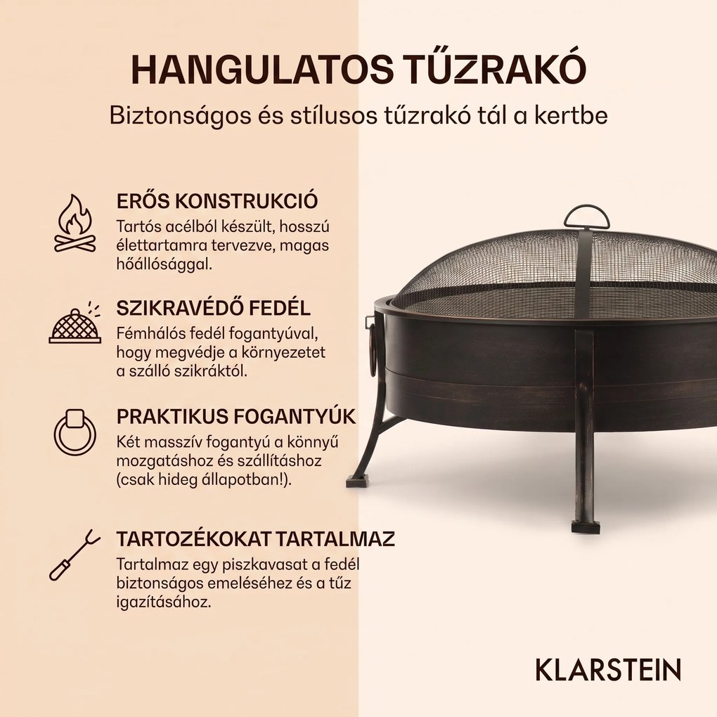 Blumfeldt Catania, 2 az 1-ben tűzrakóhely, Ø 80cm szikrafogó, Ø 70cm grill, acél, antik hatás