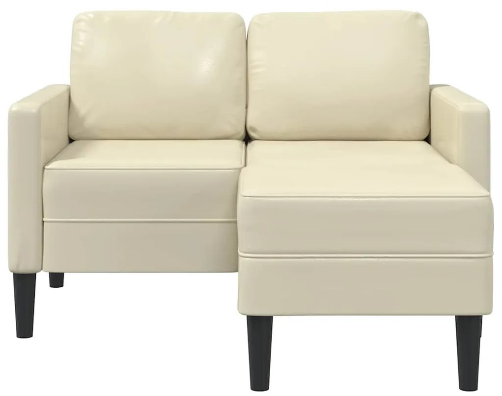 krémszínű műbőr 2 üléses kanapé L-alakú kanapéval 125 cm