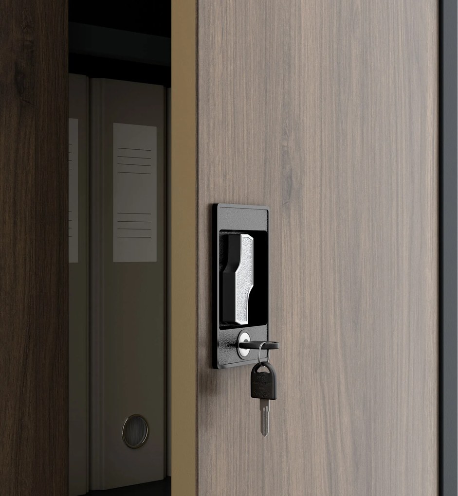 Alacsony személyi aktaszekrény, antracit/dió, 900x930x400 mm: BEATA Eco Design