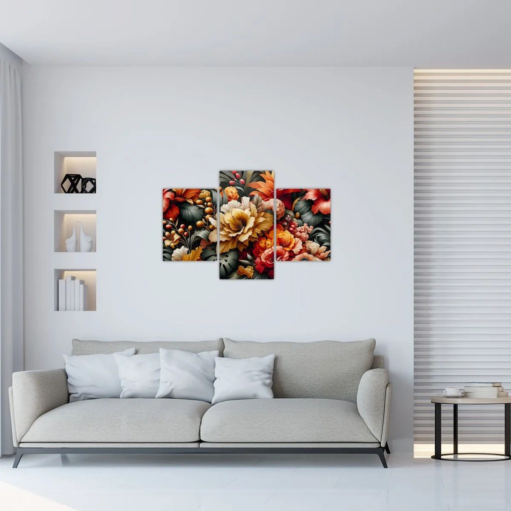 Kép - Narancs-vörös virágok (90x60 cm)