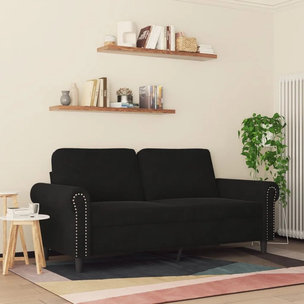 vidaXL kétszemélyes fekete bársony kanapé 140 cm