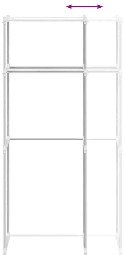 Mosógép polc polcokkal Fehér 63 x 27 x 136 cm Alumínium