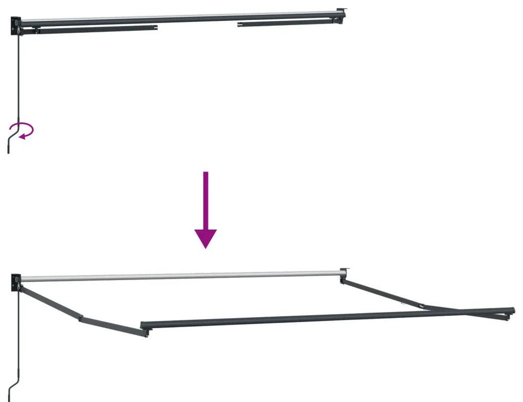 Manuális Behúzható Napernyő Fekete 300x250 cm