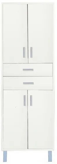 Nerva 60 magas szekrény 4 ajtóval 2 fiókkal fehér