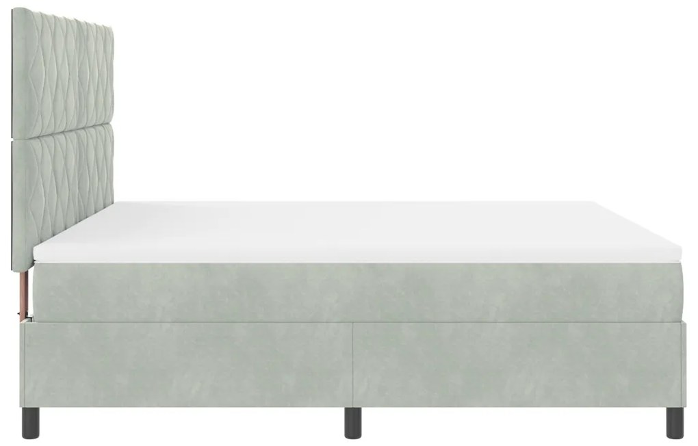 Boxspring Ágy Mattal Világosszürke Szuper Király Bársony
