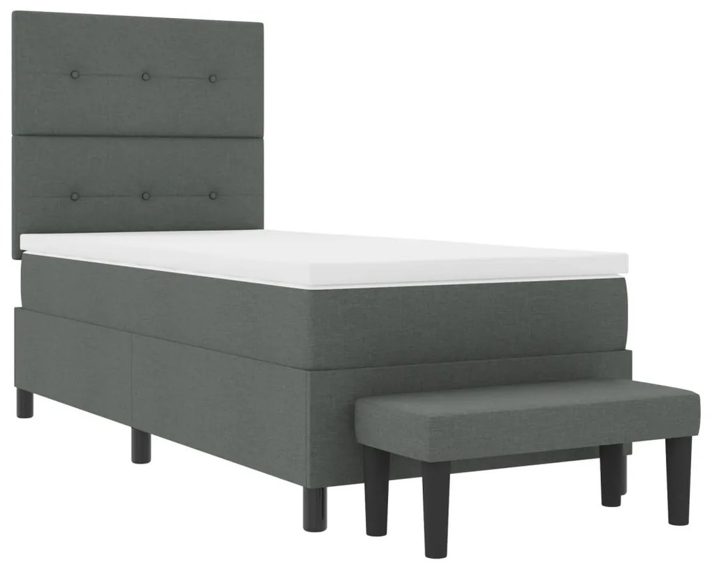 Box Spring Ágy Matraccal és Padlóval Sötét Szürke 90x200 cm Textil