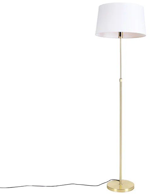Arany/Réz állólámpa fehér vászon búrával 45 cm - Parte
