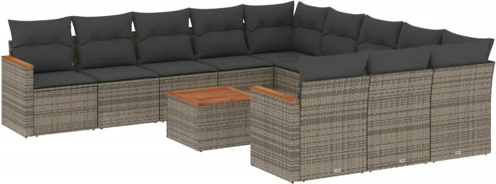 vidaXL 12 részes szürke polyrattan kerti ülőgarnitúra párnákkal