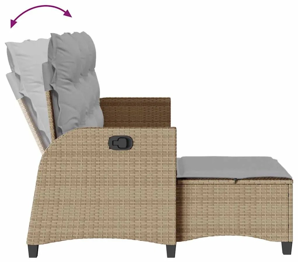 3 részes bézs polyrattan kerti ülőgarnitúra párnákkal L-alakú