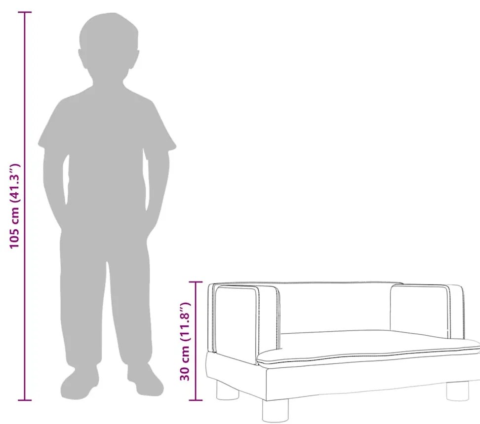 fekete gyerek bársonykanapé 60 x 40 x 30 cm