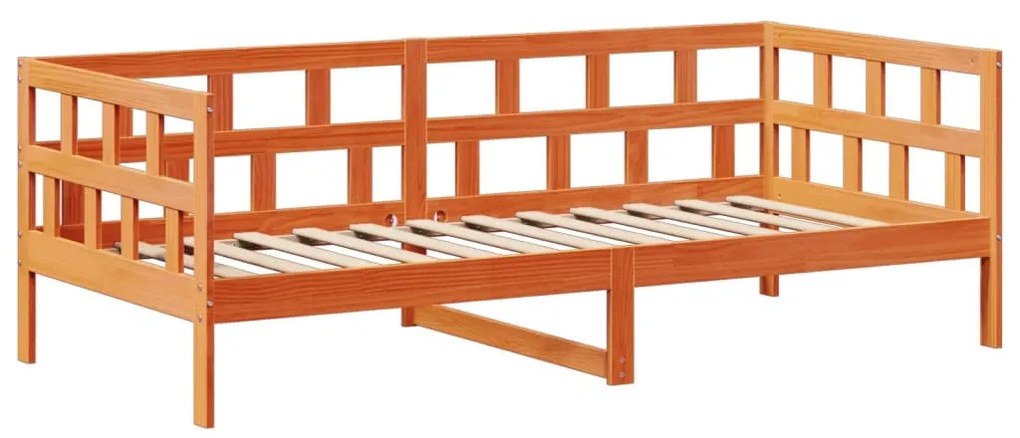 viaszbarna tömör fenyőfa kanapéágyszett tetővel 80 x 200 cm