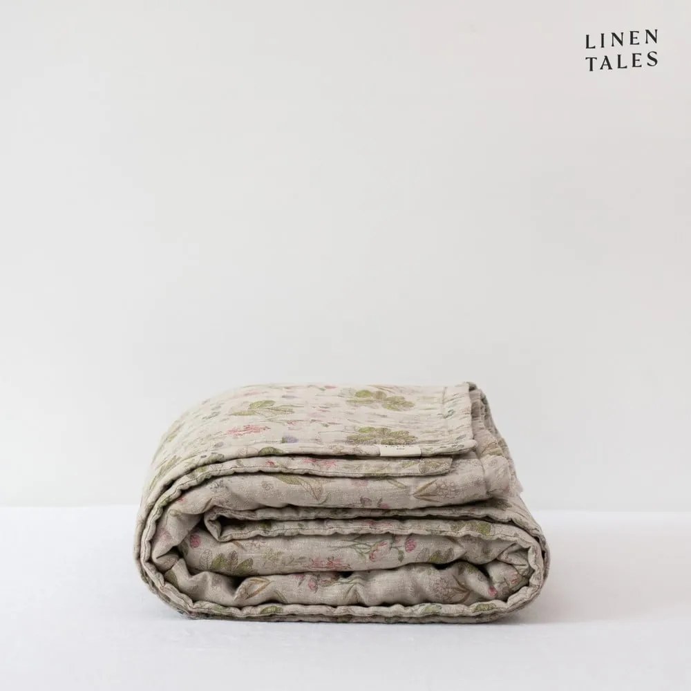 Natúr színű len steppelt ágytakaró 220x230 cm Botany 2 &amp; Melange – Linen Tales