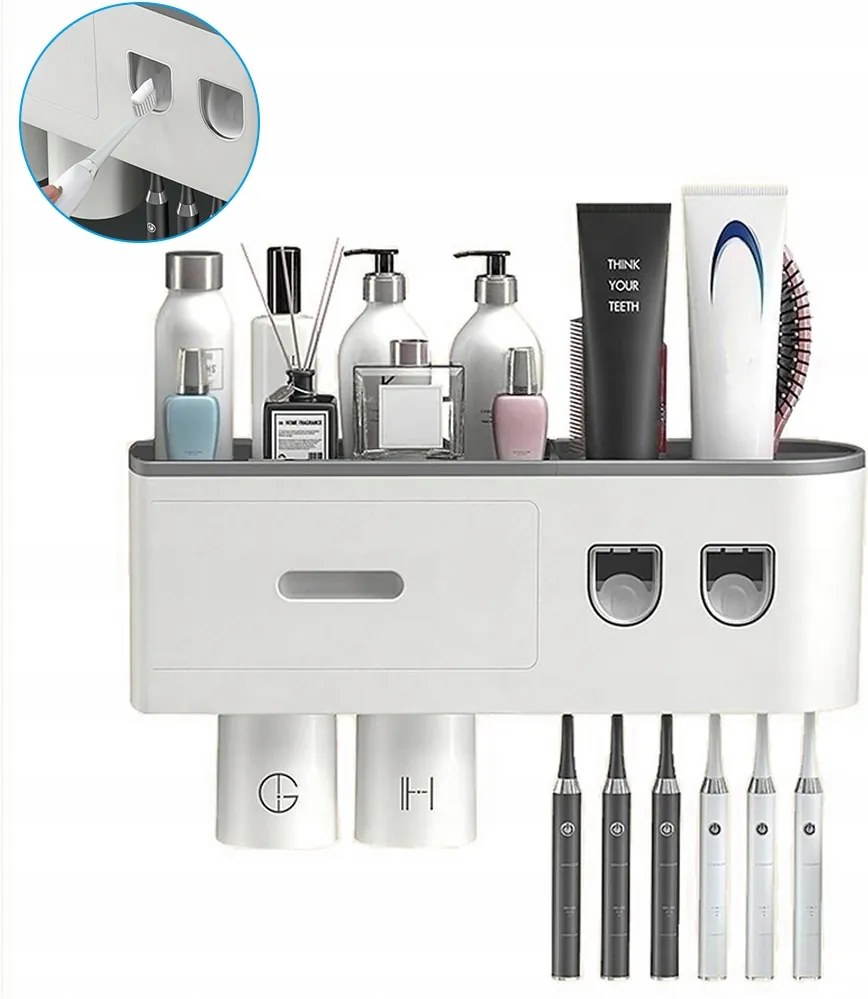 Fogkefe Tartó Falra Szerelhető, Fogkrém Adagolóval