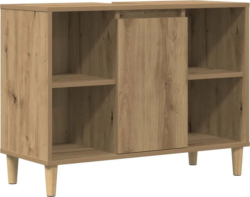vidaXL kézműves tölgy színű szerelt fa mosdószekrény 80 x 33 x 60 cm