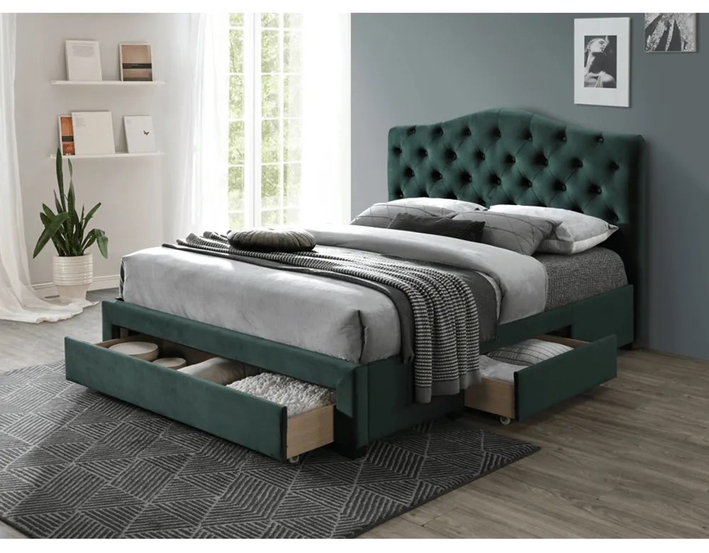Franciaágy 180 cm Kelpea (ágyráccsal) (smaragd). 1021286