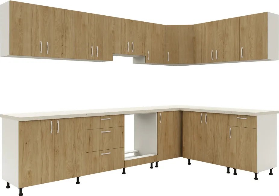 Benita 1 ajtós Alsó konyhaszekrény Természetes fa-Fehér 98x50x80 cm N