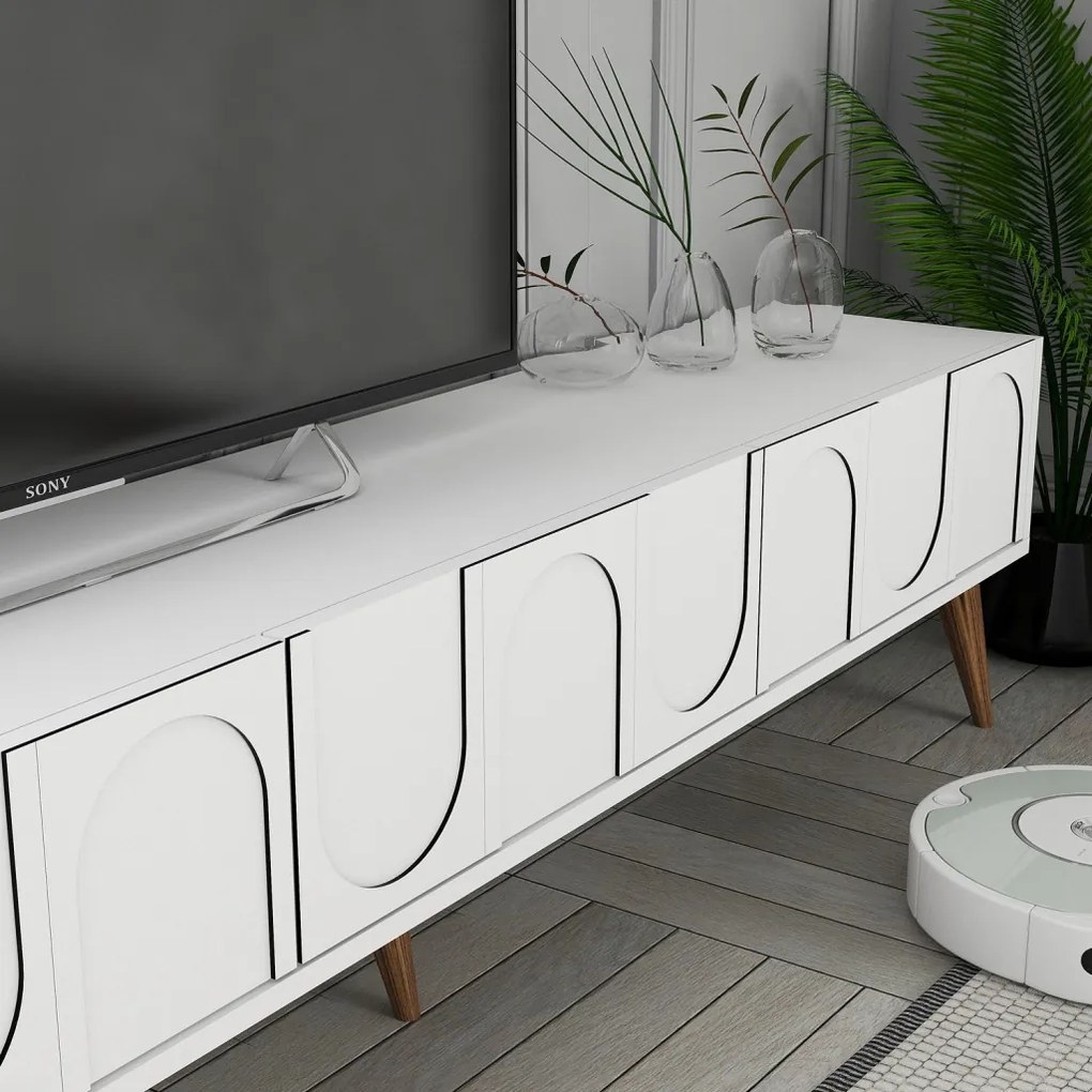 Lyon TV-állvány, fehér-dió, 180 cm – TR845HCT5586