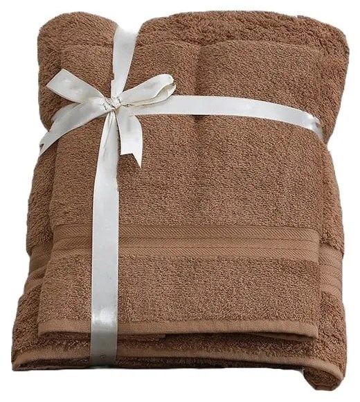Barna frottír pamut törölköző és fürdőlepedő készlet 2 db-os – Foutastic