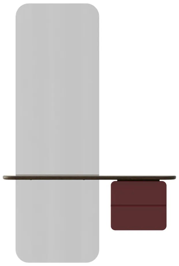 Piros-barna előszoba bútor tölgyfa dekorral One More Look – UMAGE