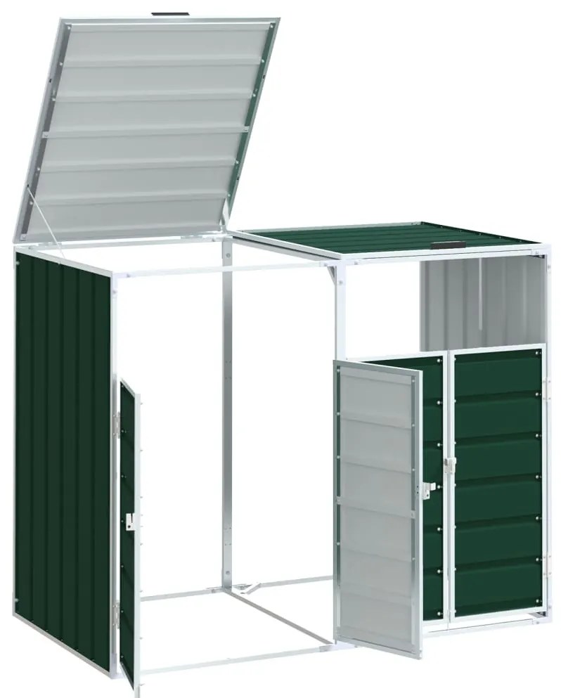 zöld acél kerekes szemetes tároló dupla tárolókhoz 138 x 79 x 117 cm