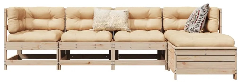 vidaXL 5 részes tömör fenyőfa kerti kanapészett