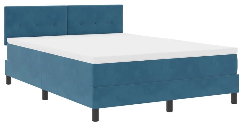 Boxspring Ágy Matrac 140x200 cm Sötét Kék Pehely