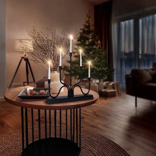 Solight LED fém gyertyatartó, 5x LED, 40 cm, 2x AA