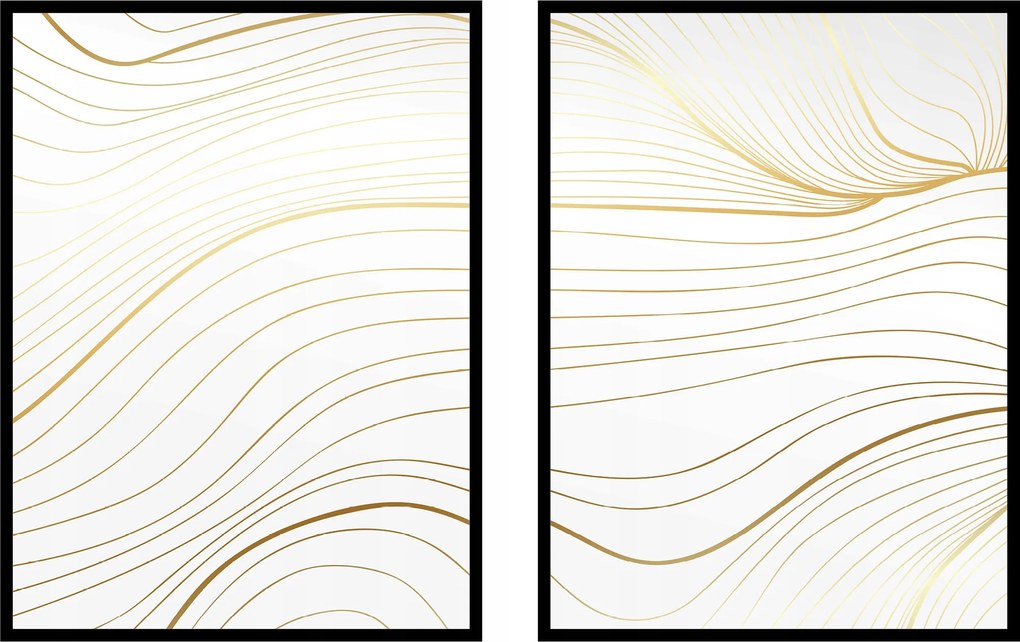 Poszter absztrakt 21x30 arany csíkos diptikus 2db