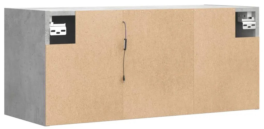 betonszürke falra szerelhető TV-szekrény LED-del 80x31x35 cm