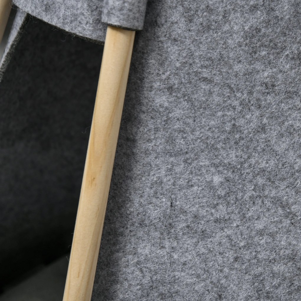 PawHut Kiskedvenc Teepee Sátor - Szürke teepee macskáknak vagy kicsi kutyáknak - vastag párna a maximális kényelemért, 2 pomponnal - fadobozos szürke