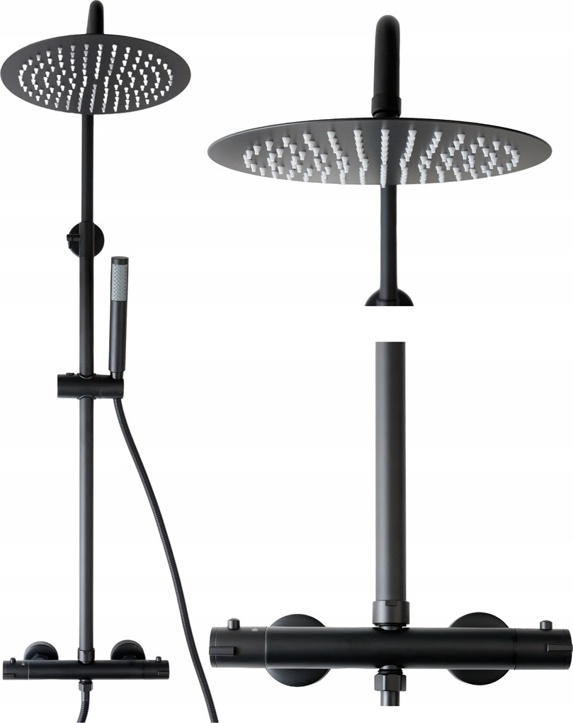 Zuhanyszett falra szerelhető termosztáttal Indes Sofia fekete