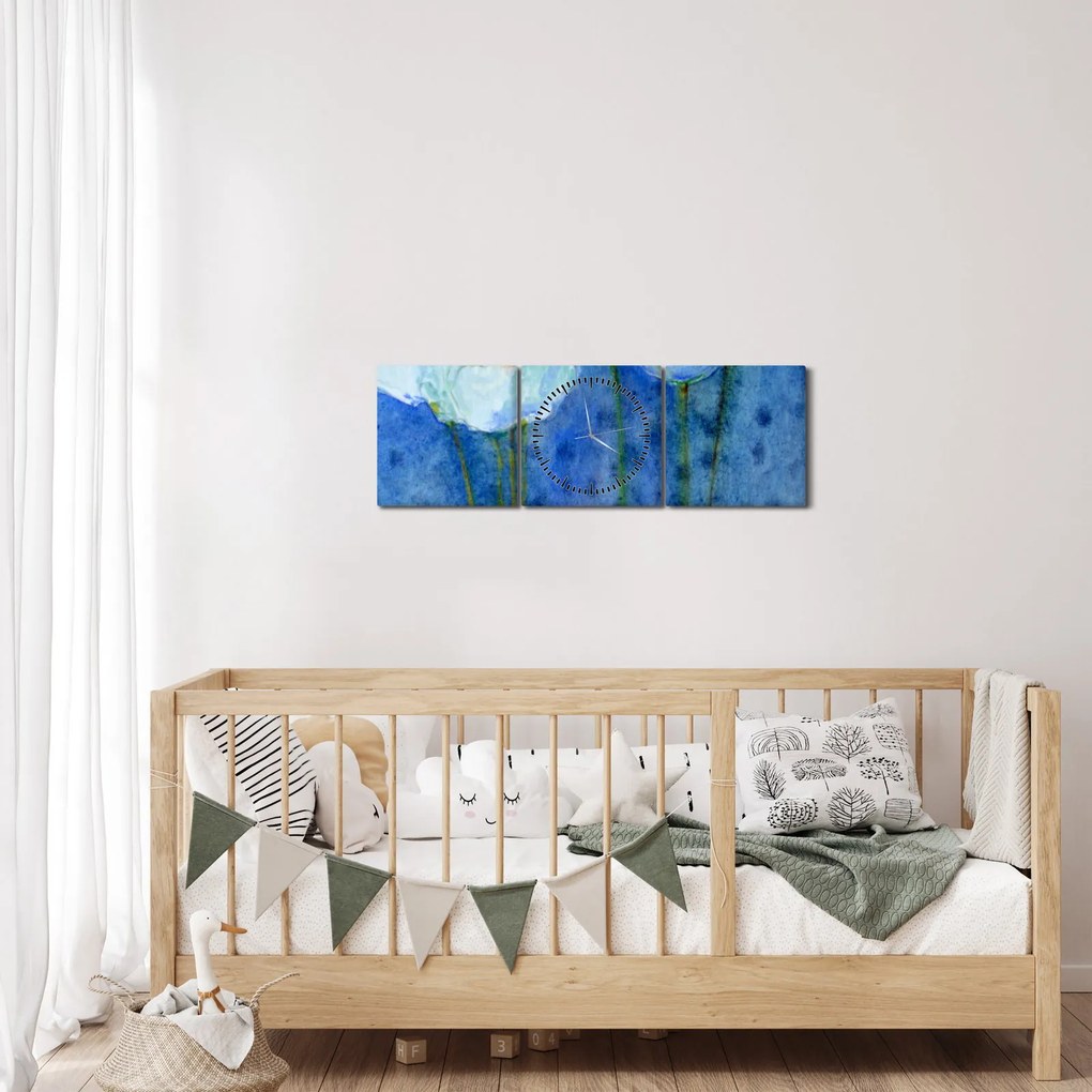 Kép - fehér tulipán (órával) (90x30 cm)