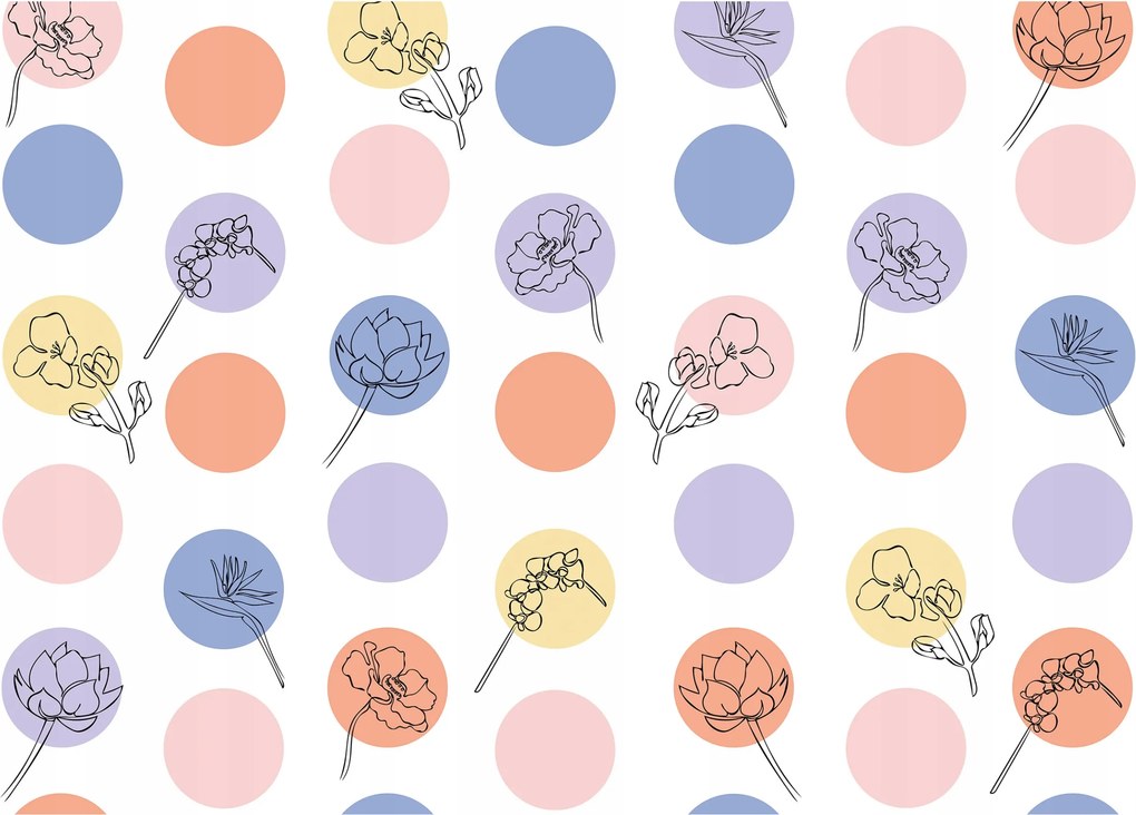 Fotótapéta Virágok pasztell kontúrok grafika minimalizmus 312x219 +ragasztó