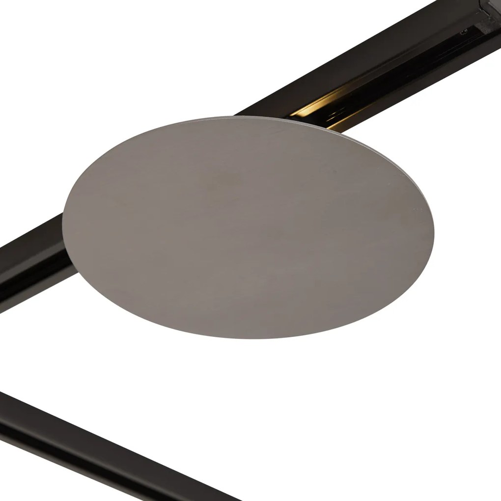 Modern fekete sínrendszer 3 függőlámpával és 2 gunmetal mennyezeti lámpával, 1 fázisú - Iconic Lloyd Pulley